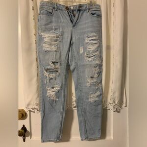 Love Fire Blue Boyfriend Distressed Jeans